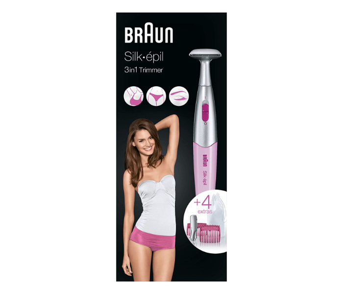 BRAUN FG1100  Battery Powered Cordless Stainless Steel 3 in 1 Trimmer for Women- Pink - Zoom Image 1