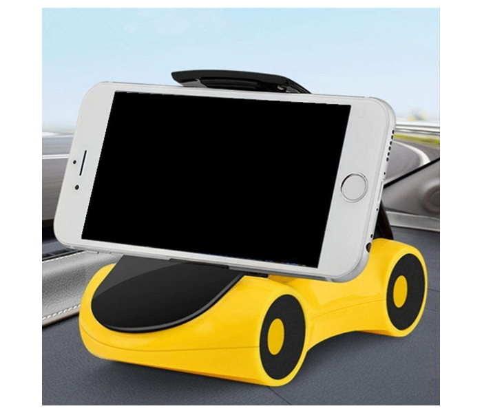 GTC 22000990 Car Mount Holder Stand with Double Grip Holder for Windscreen Dashboard and Table Desk Sports Car Shape Mobile Holder -Yellow - Zoom Image 1