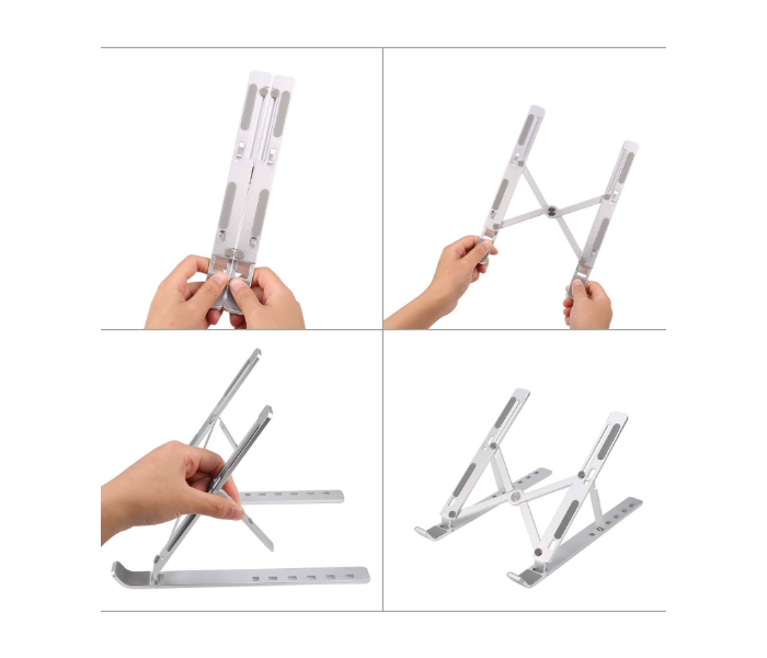 GTC 22000977 Adjustable Foldable Portable Stand for Desk  Aluminum Laptop Holder Riser -Silver - Zoom Image 3