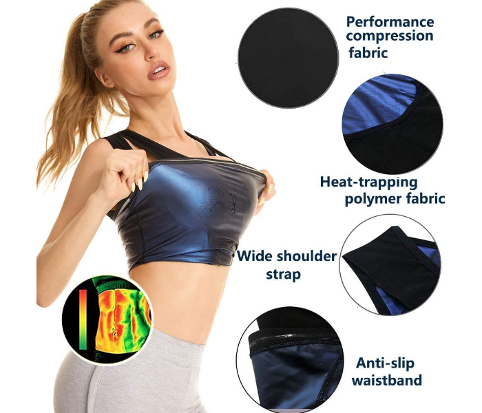 GTC 22000975 Weight Loss Sweat Top Sauna Shirt Vest for Women L -Black - Zoom Image 4