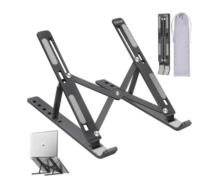 GTC 22000978 Adjustable Foldable Portable Stand for Desk  Aluminum Laptop Holder Riser -Black - Zoom Image 1