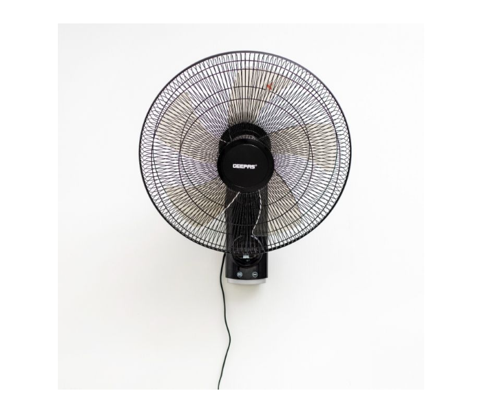 Geepas GF21125 Mountable Remotely Controlled Sleek Modern 60W Copper Motor 5 Leaf AS Blade 3 Speed Option Overheat Protection Home And Office Use 18 Inch Wall Fan- Black  - Zoom Image 2