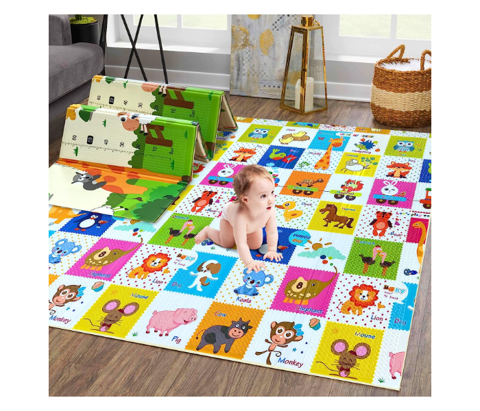 Vavas V0873-2 Two Side Printed With One side English Alphabets And Other Side Animals Baby Crwaling Carpet -Multicolor - Zoom Image 1