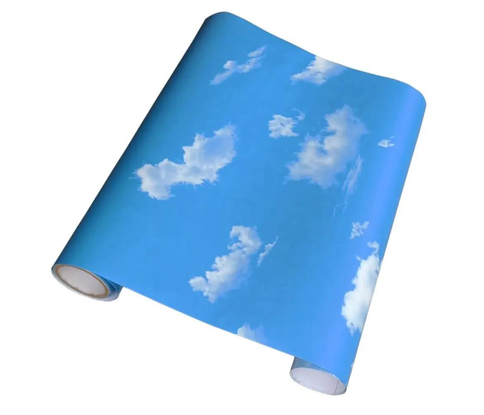 GTC 22000996 Customize Size Self-Adhesive Wallpaper 3D Of 60 CM x 1000 CM Blue Sky White Clouds Ceiling Sticker -Sky Blue - Zoom Image 4