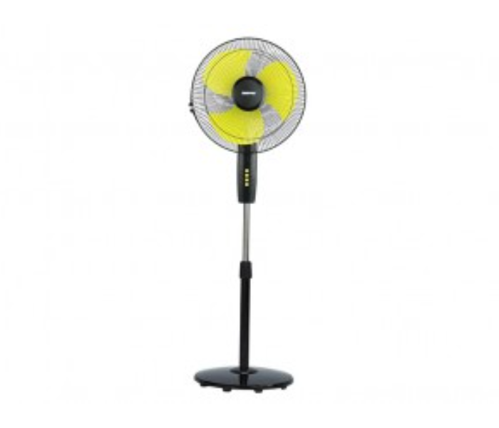 Geepas GF21126 Adjustable Height And Oscilation 3 Speed Control 16 Inch High Speed Fan - Black And Yellow  - Zoom Image