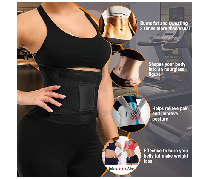 GTC 22001004 Elasticity Waist Cincher Corset Breathable Weight Loss Slimming Female Waist Trainer Belt Body Shaper Bustier Medium -Black - Zoom Image 5