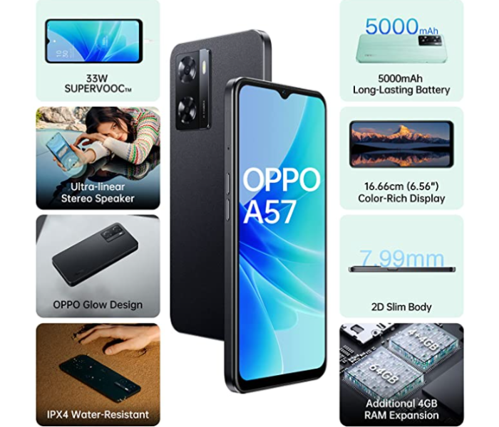 Oppo A57 4GB 64GB - Glowing Black - Zoom Image 6