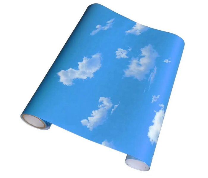 GTC 22000970 Customize Size Self-Adhesive Wallpaper 3D Of 60 CM x 500 CM Blue Sky White Clouds Ceiling Sticker -Sky Blue - Zoom Image 4