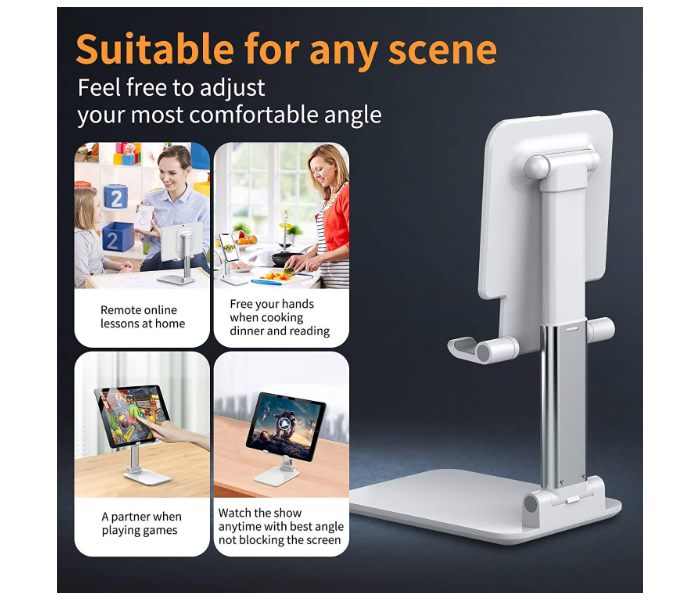 GTC 22000981 Angle and Height Adjustable Anti-Slip Design Compatible Foldable Mobile Holder Stand with All Smartphones -White - Zoom Image 4