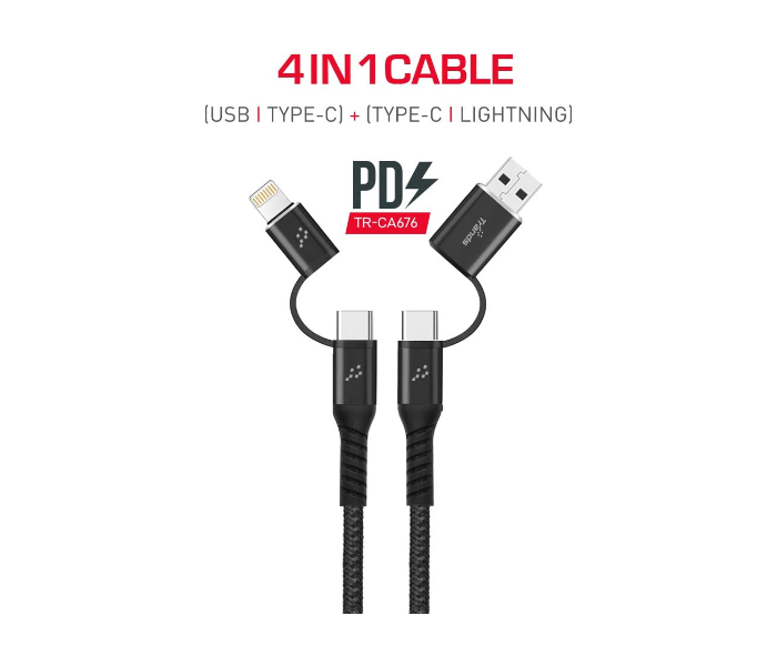 Trands TR-CA766 Fast And Stable Glossy Type C-Cable -Black - Zoom Image 2