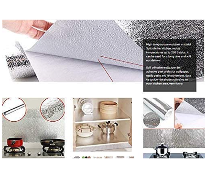 GTC 22001007 Anti-Mold and Heat Resistant Oil Proof And Waterproof Auminium Foil Wallpaper for Walls Cabinets Drawers Of 60 x 500 CM -Silver - Zoom Image 5