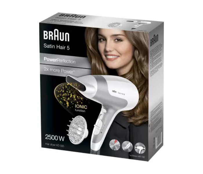 Braun HD585 3 Speed Settings 1800 Watts Iconic Lightweight Hair Dryer- White And Grey - Zoom Image 4