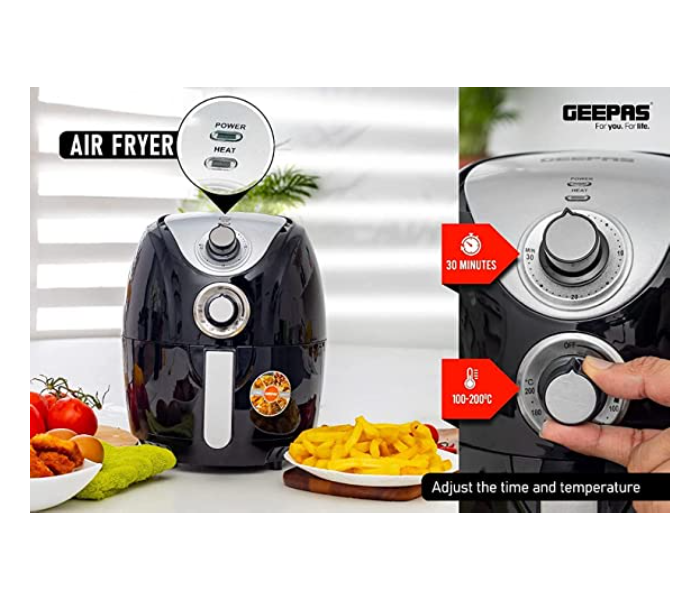 Geepas GAF37521 1300W Adjustable time and temperature Nonstick 2.5L Air Fryer-Black - Zoom Image 5