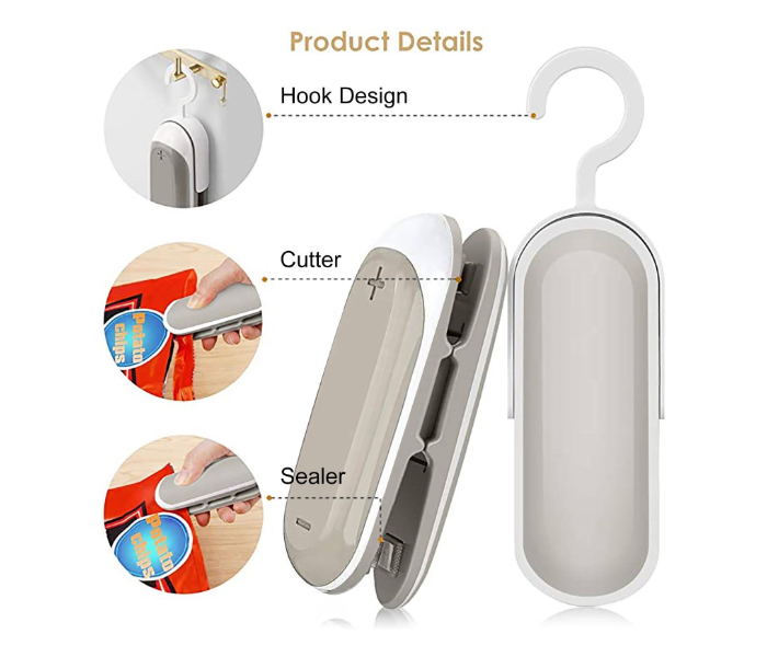 GTC 22000983 Portable Sealing Machine Handheld Heat Bag Sealer Mini Heat Sealer - White - Zoom Image 2