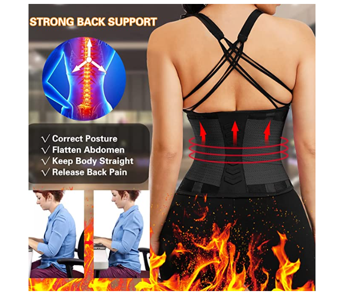 GTC 22001004 Elasticity Waist Cincher Corset Breathable Weight Loss Slimming Female Waist Trainer Belt Body Shaper Bustier Medium -Black - Zoom Image 4