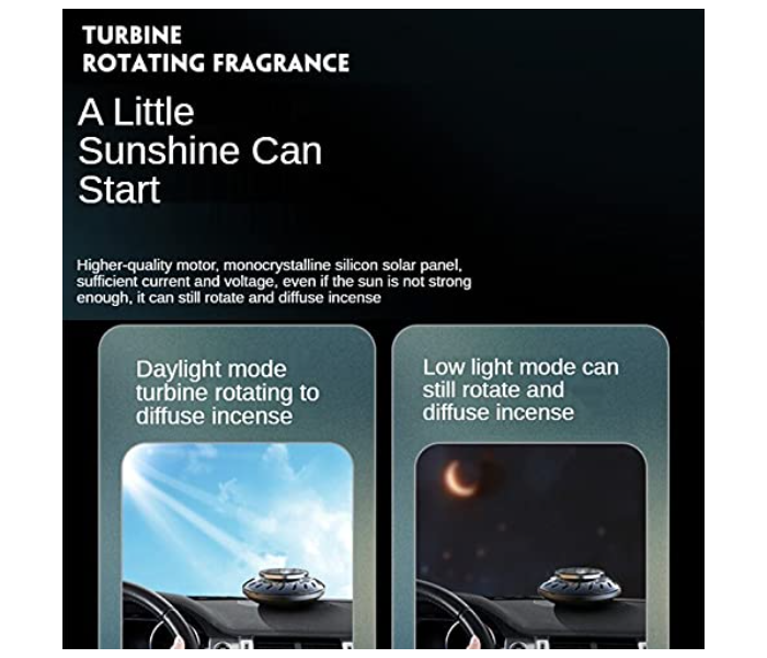 Solar Car Fragrance Double Ring Rotating Car Aromatherapy For Car, Home, Office Air Fresher Decoration Perfume Diffuser - C - Zoom Image 7