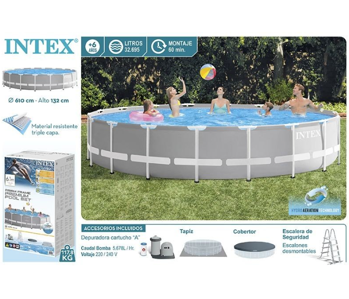 Intex 28242 Durable And Refreshing Way to Beat The Heat Metal Frame Small Family Rectangular Swimming Pool Outdoor - Zoom Image 1