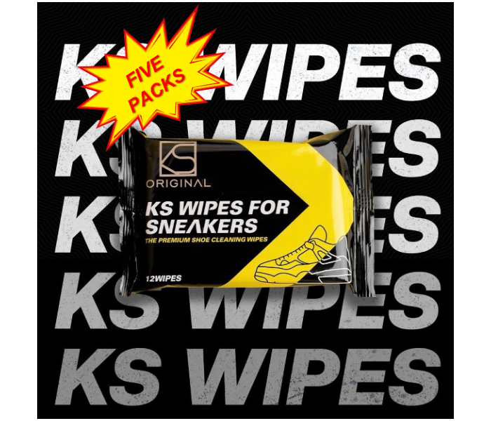 Sari KS Wipes 5s Easily Disposible  Pack of 5 ks Wipes for Sneakers Cleaning Shoes Cleaner Care Product Premium Shoe Clean -White - Zoom Image