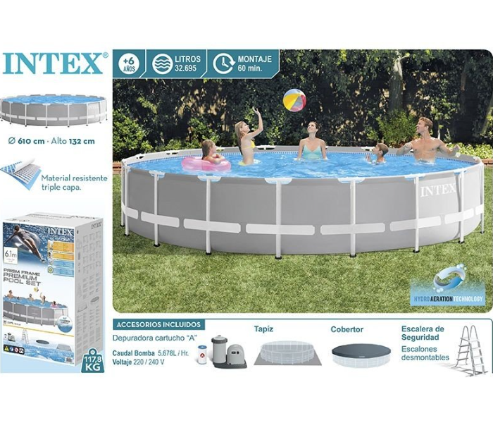 Intex 28271 Refreshing Way to Beat The Heat Metal Frame Small Family Rectangular Swimming Pool Outdoor - Zoom Image 1