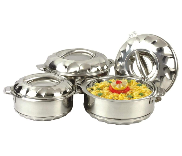 3 Piece Maximum Stainless Steel Insulated Casserole Gift Set - Silver, 5000ml, 3500ml, 2500ml. - Zoom Image 2