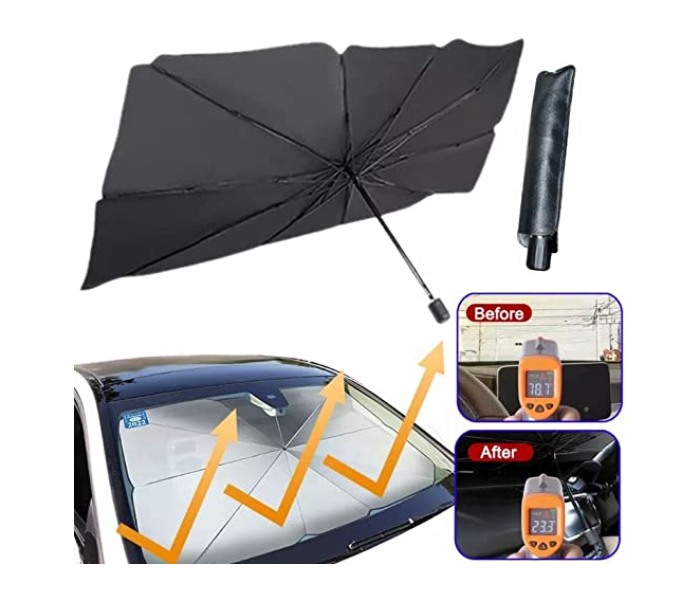 Foldable Windshield UV Block Sun Shade Car Front Window Heat Insulation Covering Umbrella - Black B - Zoom Image