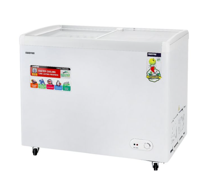 Geepas GCF3523SG 425L Storage capacity 200W Convertible Freezer and Fridge Function Chest Showcase Freezer-White - Zoom Image 2