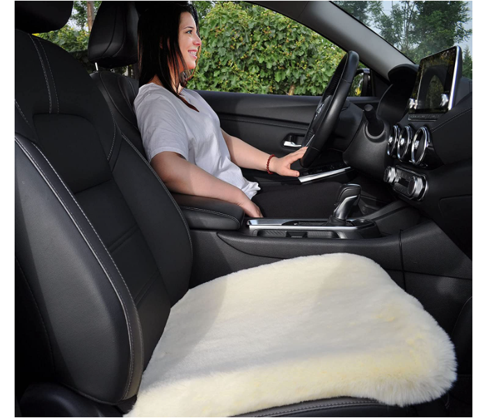 Generic Soft Luxurious 3PC Wool Seat Cushion Pad Winter Mat Universal Fit For Comfort In Auto, Plane, Office, Or Home - Beige - Zoom Image 3