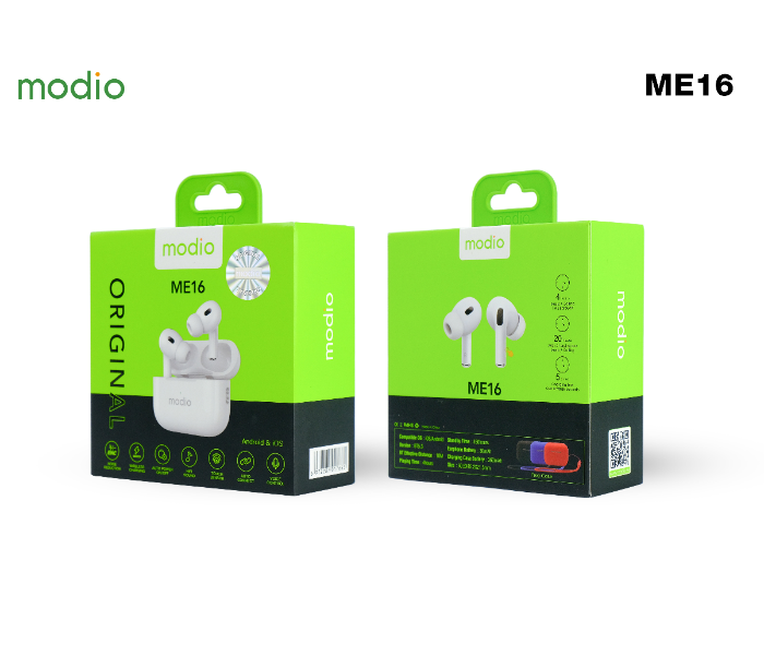 Modio ME16 Wireless Bluetooth Headset - White - Zoom Image 8