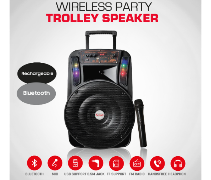 ISmart  IS799 Wireless Rechargeable Trolley Speaker with Mic - Black - Zoom Image 5