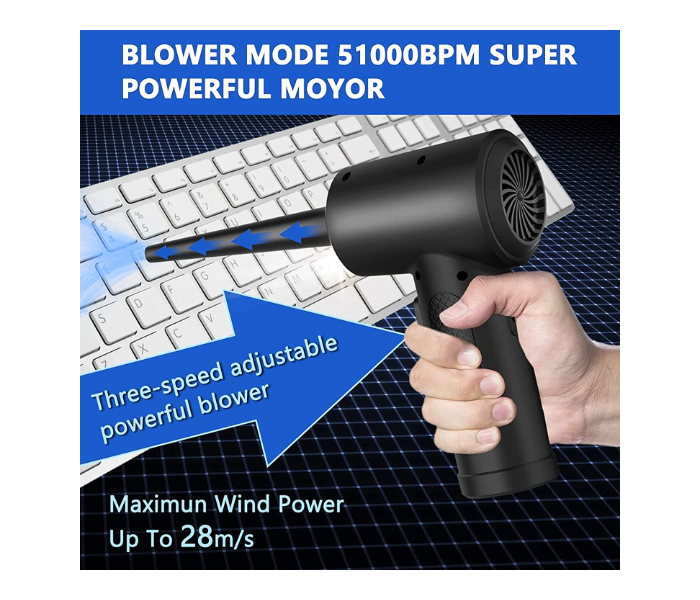 Cordless Electric Air Duster | 51000 RPM Portable Air Blower, 6000mAh Compressed Air Duster with 5 nozzle attachments, Alternative to Air Can Gas Cleaning for Keyboard Laptop Cleaner - Zoom Image 2