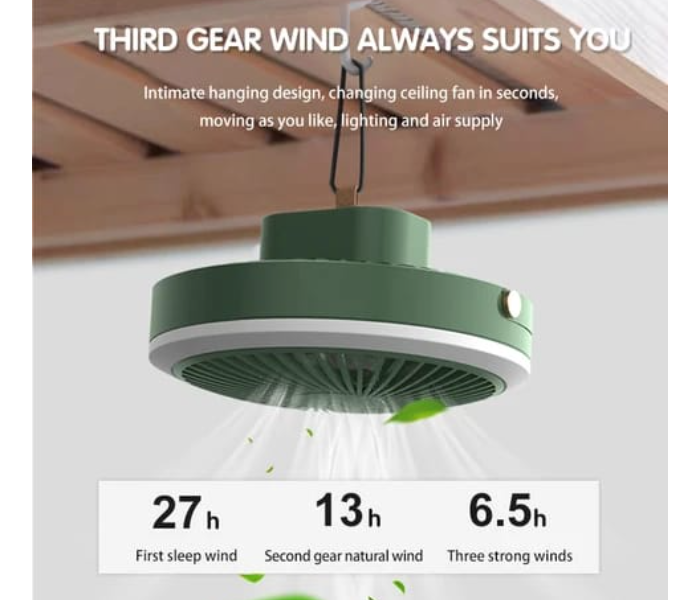 Generic Aromatherapy LED Light Mini Portable Ceiling Fan Rechargeable Camping Bedroom Small Portable USB Outdoor Ceiling Fan A - Zoom Image 3