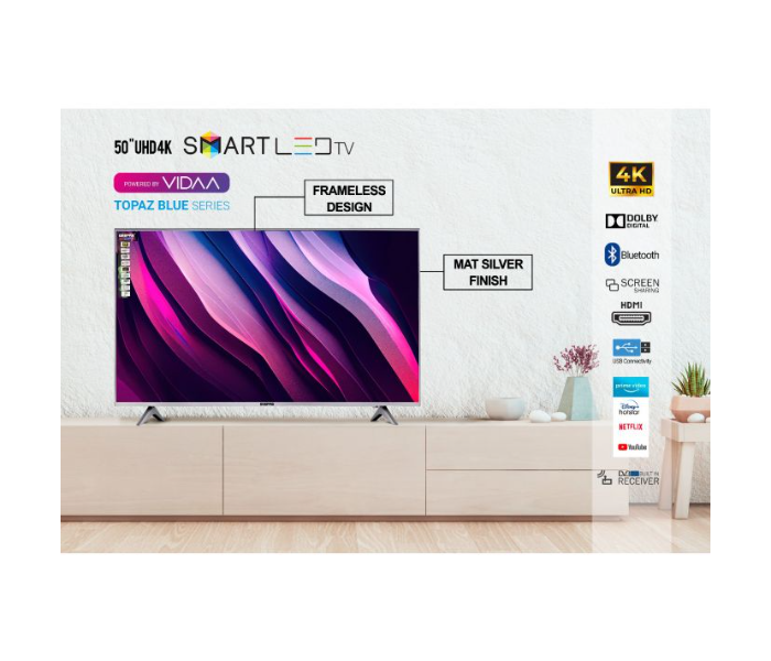 Geepas GLED5009SVUHD 50Inch 4K Ultra HD Smart TV - Matte Silver - Zoom Image 3