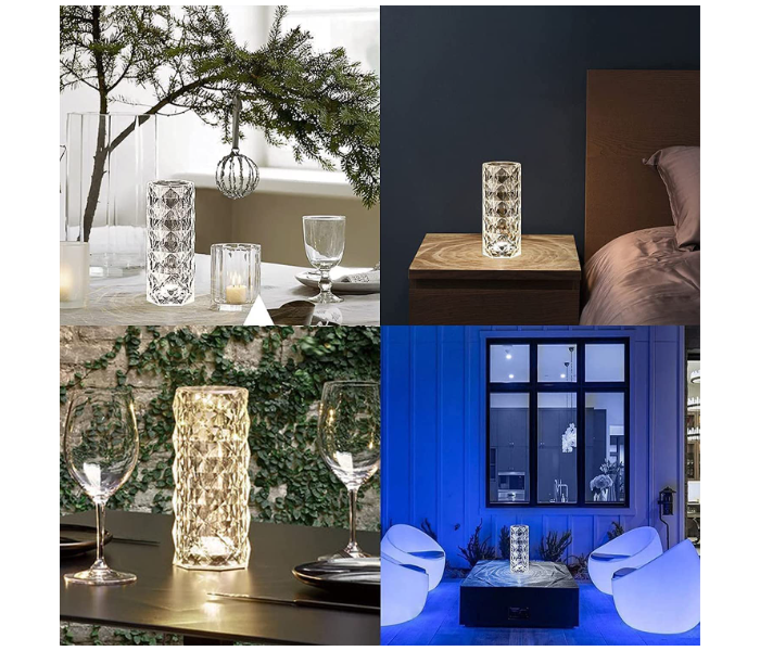 Rose Diamond Crystal Diamond Table Lamp Multi-Color Touch Remote Control Led Atmosphere Table Lamp For Bedroom, Office, Restaurants etc  - Zoom Image 3