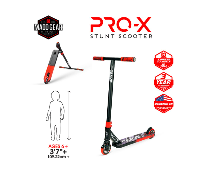 Maddgear MG Carve Pro X 1pc Bar Scooter -Black Red - Zoom Image 2