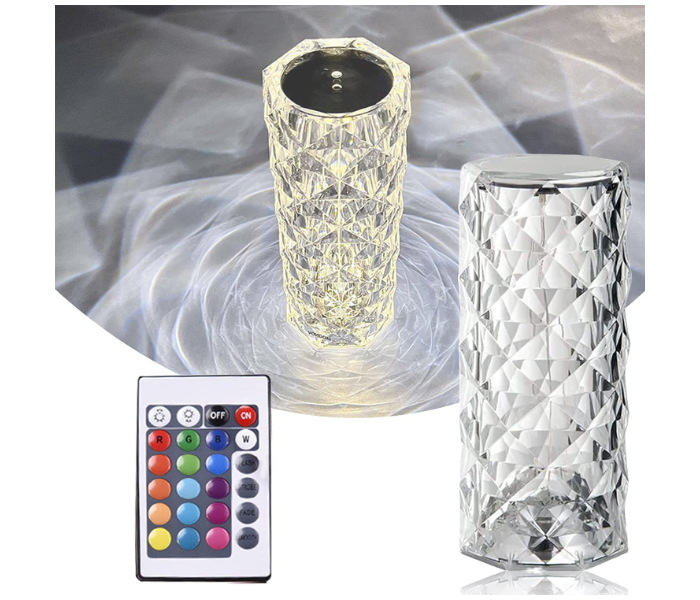 Rose Diamond Crystal Diamond Table Lamp Multi-Color Touch Remote Control Led Atmosphere Table Lamp For Bedroom, Office, Restaurants etc  - Zoom Image 1