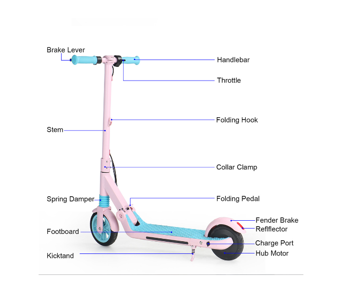 Crony C4 Capacity Of 120Pounds With 150W Children Electric Kick Scooter -Pink - Zoom Image 3