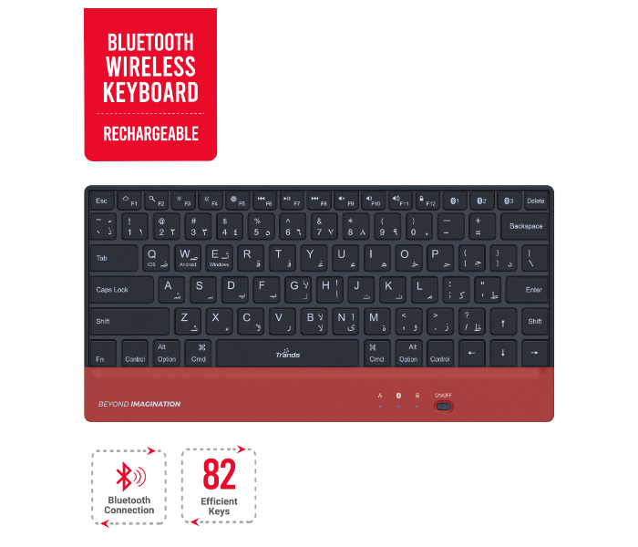 Trands TR-KB6431 Slim WirelessMulti-Media Shortcut Layout Computer Bluetooth Wireless Keyboard - Zoom Image 1