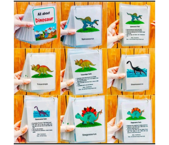 Ayah PHDINO1987 Fun And Interactive Colourful Pictures Learning Educational Prehistoric Dinosaurs Flashcards - Zoom Image