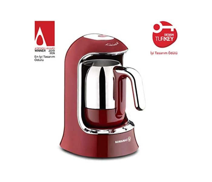 Korkmaz A860-03 Sleek And Stylish Kahvekolik Coffee Maker Red-Chrome - Zoom Image 4