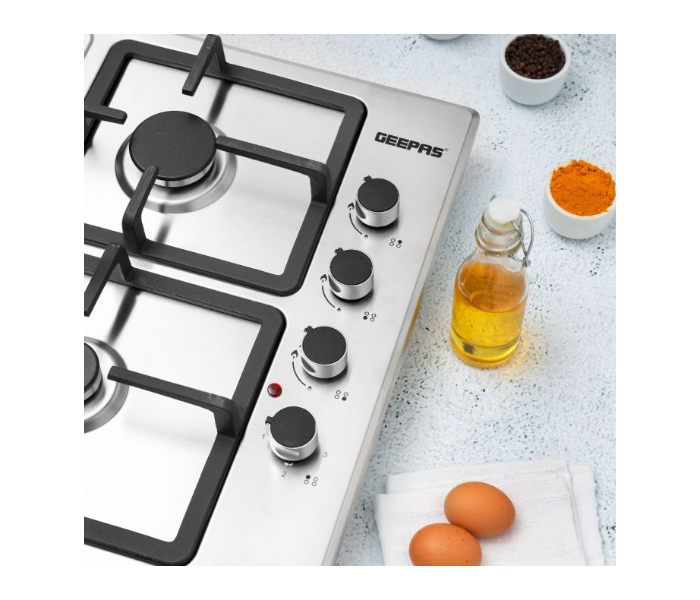 Geepas GGC31034 Stainless Steel Automatic Ignition System 2800Pa Metal Knob  Electric Hot Plate Hob Cast Iron Pan Support Burner - Silver - Zoom Image 5