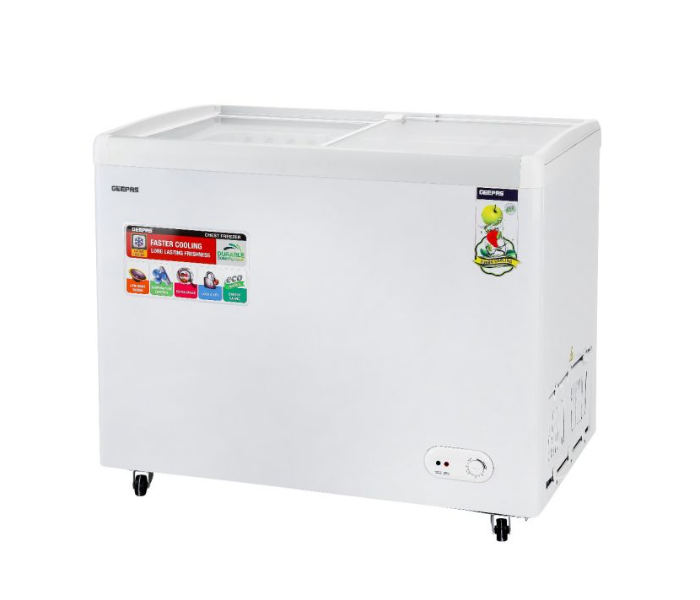 Geepas GCF4220SG Convertible Freezer and Fridge Function 425L Storage Capacity 200Watt Chest Showcase Freezer-White - Zoom Image 2