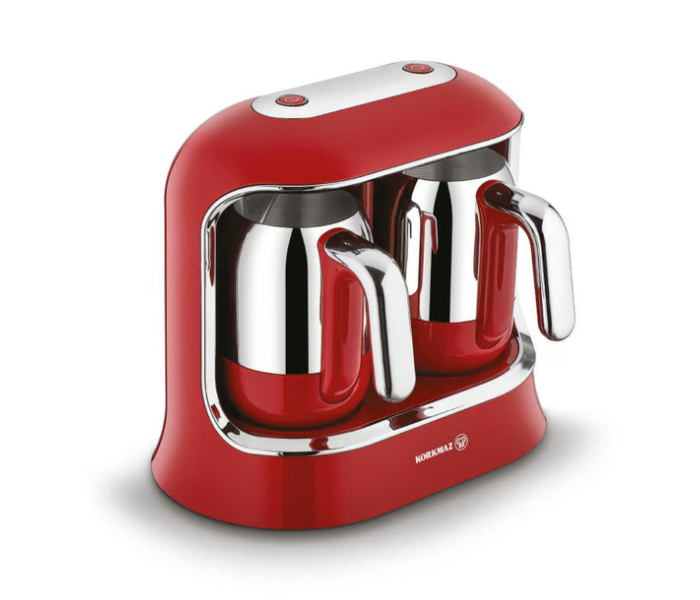 Korkmaz A861 Versatile And Stylish Kahvekolik Twin Coffee Machine Red-Chrome - Zoom Image 2