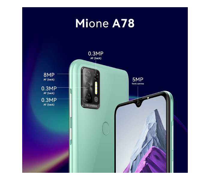 MIONE A78 Mobile Phone 3GB RAM and 32GB Green - Zoom Image 2