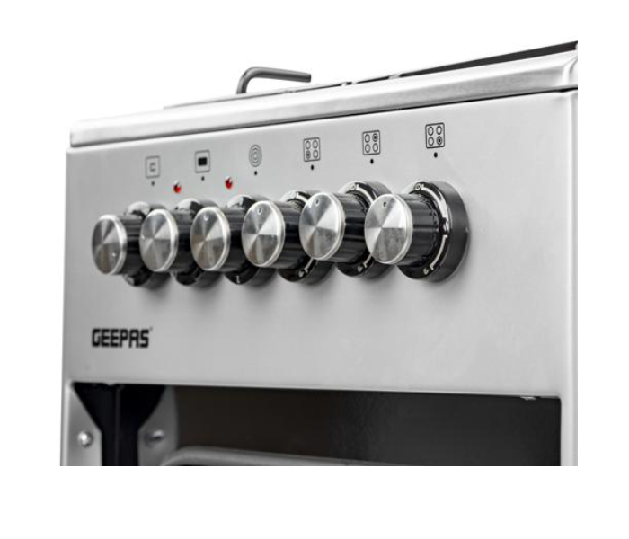 Geepas GCR5031NEHT Stainless steel 3 Gas Pipe Type Burners and 1 Hot Plate 1000W power 50x50 Free Standing Glass Oven - Black And Silver - Zoom Image 5