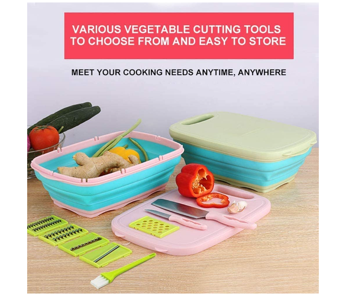 9 In 1 Multifunctional Cutting Board Foldable Kitchen Chopping Board Safety Cutting Durable Board Set with Knives - B - Zoom Image 6