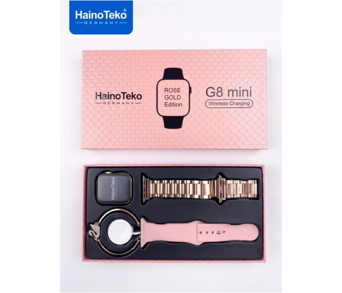 Haino Teko G8 Mini Rose Gold Edition Smart Watch With Extra Strap And Bracelet for Ladies  - Zoom Image 4