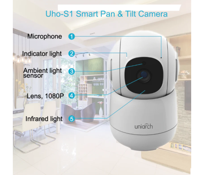 Uniarch Smart Pan & Tilt Camera Uho-S1 - White (B) - Zoom Image 6