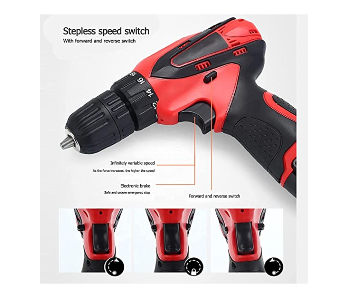 Generic Drill Driver 12V Double-Speed with 2  Batteries and Free Accessories Kit Set - Zoom Image 5