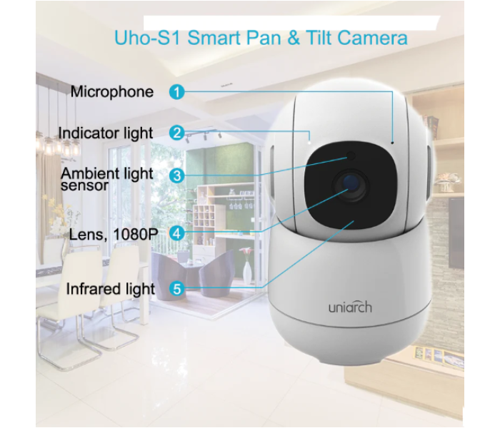 Uniarch Smart Pan & Tilt Camera Uho-S1 - White - Zoom Image 6