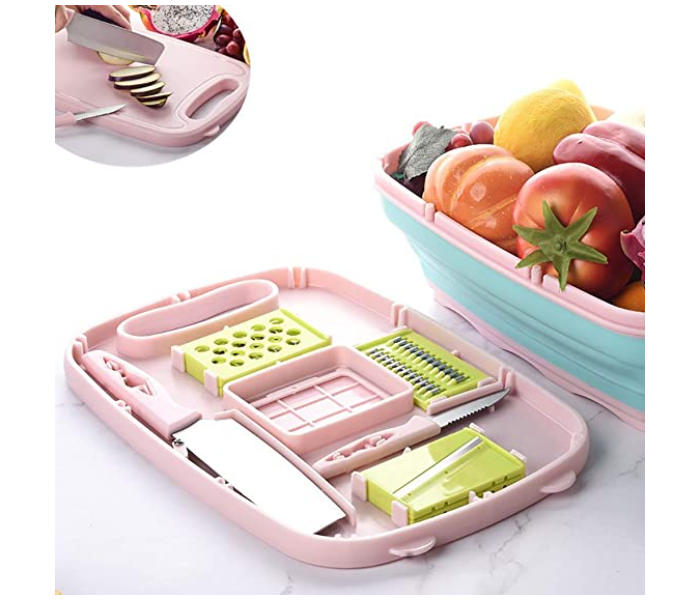 9 In 1 Multifunctional Cutting Board Foldable Kitchen Chopping Board Safety Cutting Durable Board Set with Knives - A - Zoom Image 5